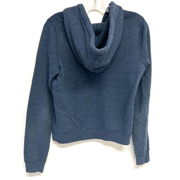 A&F Abercrombie & Fitch Sz S Navy Blue Logo Graphic Hoodie White Long Sleeve Sof - Picture 2 of 9